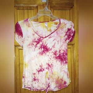 Tie-Dye V-Neck Women Top, Size XS